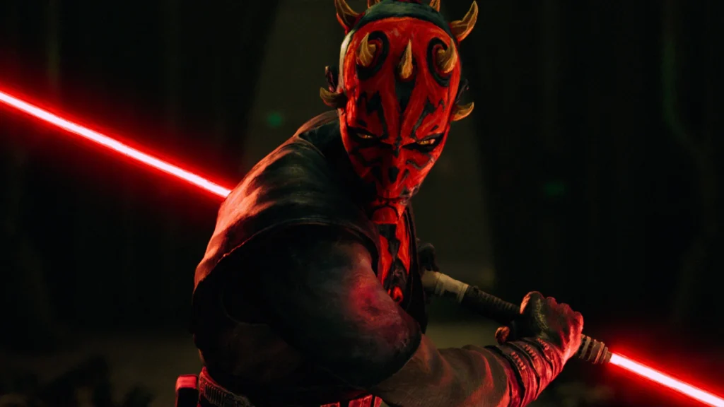 Maul with his red lightsaber ignited